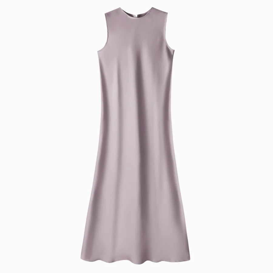 AS 2025 spring summer elegance satin dress + knitted top match set maxi floor length woman clothes