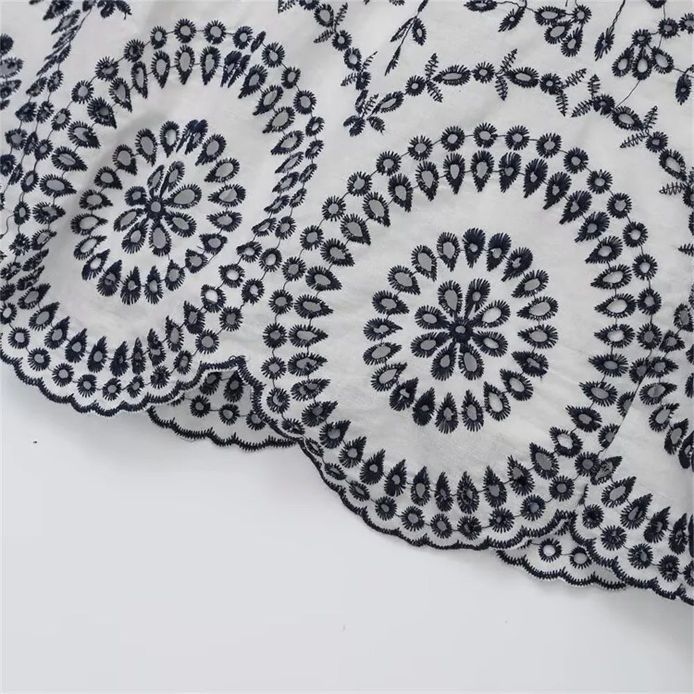 2025 new women's casual and elegant design with European and American style slim fit embroidered sleeveless dress