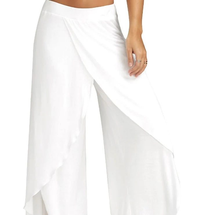 Women Plus Size Wide Leg Pants Loose Fitness Dance Yoga Split Trousers Female Elastic Wasit Casual Workout Solid Summer Clothing