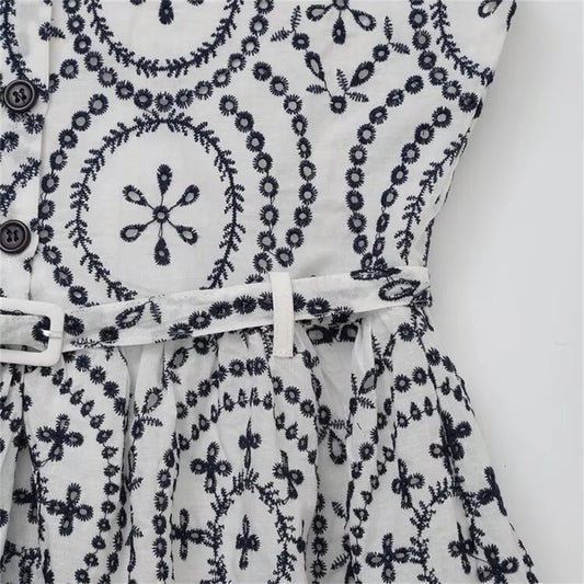 2025 new women's casual and elegant design with European and American style slim fit embroidered sleeveless dress