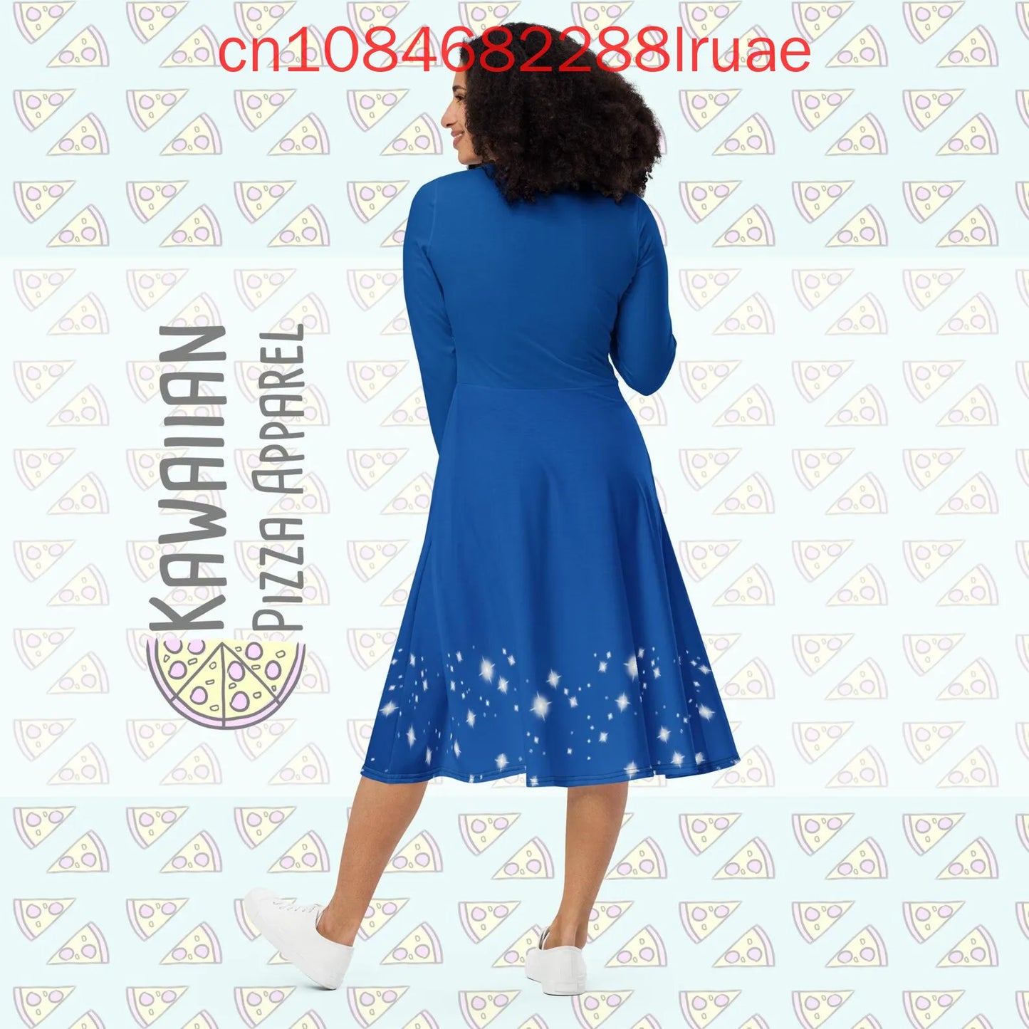 Disney Princess Costume Cinderella Long Sleeve Pocket Skater Dress 3D Print Women Fashion Street Long length dress