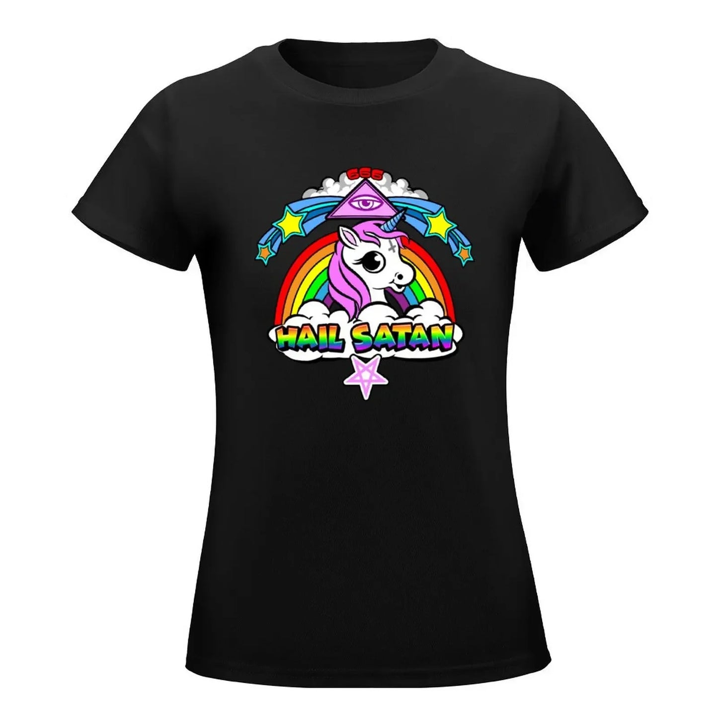 HAIL SATAN T-Shirt animal print shirt for girls Female clothing Aesthetic clothing customs cropped t shirts for Women